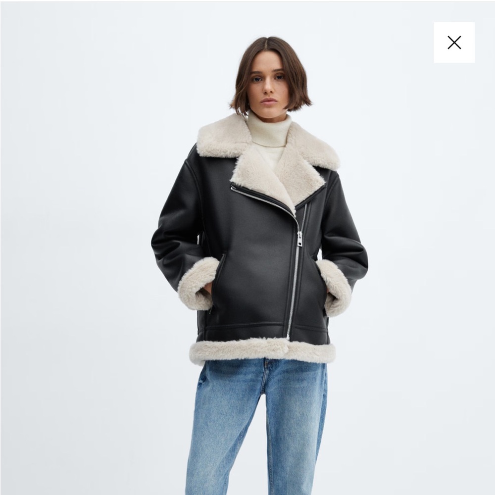 🖤 mango faux shearling-lined biker jacket 🖤
✨ size xs | new with tags ✨ - Picture 2 of 8
